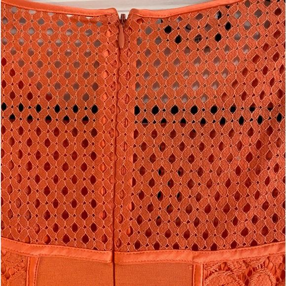 NWT Bebe Orange Lace Paneled Short Sleeve Top - Picture 7 of 10